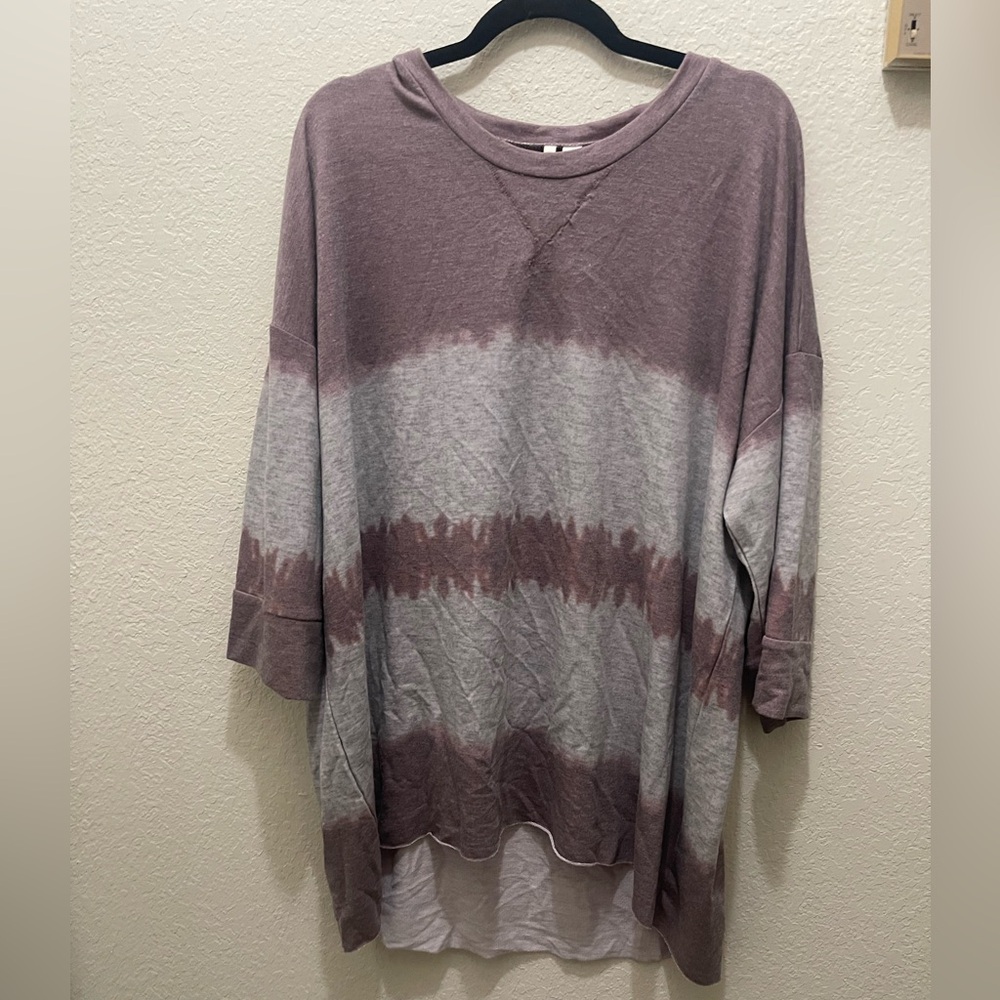 Actine Mauve and Light Gray Tie-Dye Oversized Tunic